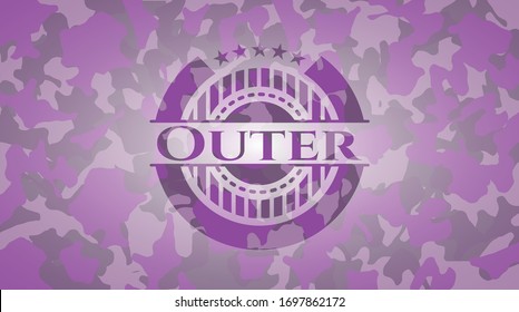 Outer pink and purple on camo texture. Vector Illustration. Detailed.