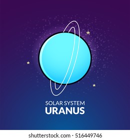 Outer planet Uranus, Solar System object, vector illustration in outline style