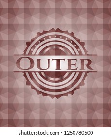 Outer red seamless geometric pattern emblem. Seamless.