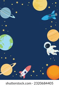 Outer space background. Astronaut and planets.