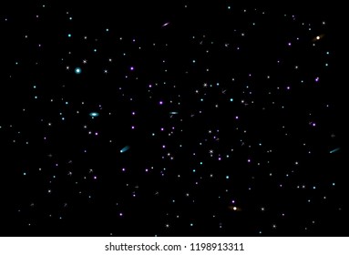 Outer space background illustration with stars, galaxies and comets. 