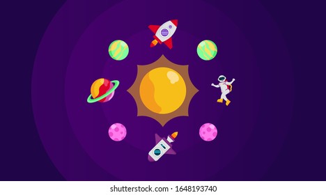 Outer space background illustration vector. Circumstances in space illustration