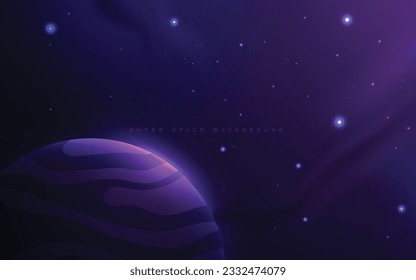 Außenweltraum-Hintergrund mit violettem Planet-funkelndem Licht