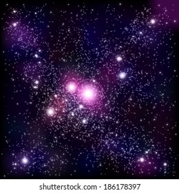 An outer space background with sky and stars. Layered.