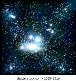 An outer space background with sky and stars. Layered.