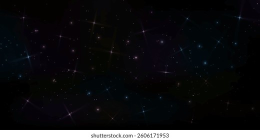 Outer space background, sparkling universe glowing in the dark
