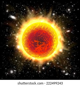 An outer space background with the sun. Layered.
