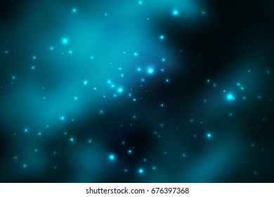 Outer space background texture. Glowing starry nebula. Colorful high definition night sky. Vector illustration. Blue color.
