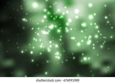 Outer space background texture. Glowing starry nebula. Colorful high definition night sky. Vector illustration. Green color