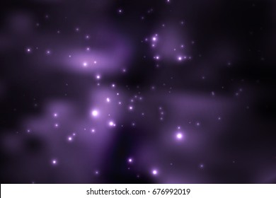 Outer space background texture. Glowing starry nebula. Colorful high definition night sky. Vector illustration. Purple color