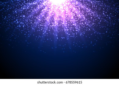 Outer space background texture. Glowing starry nebula. Colorful high definition night sky. Vector illustration. Blue color