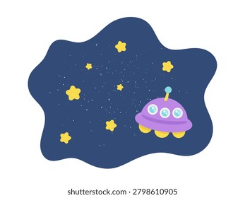 Outer space background and Unidentified flying object illustration