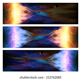 An outer space banners with sky and stars.