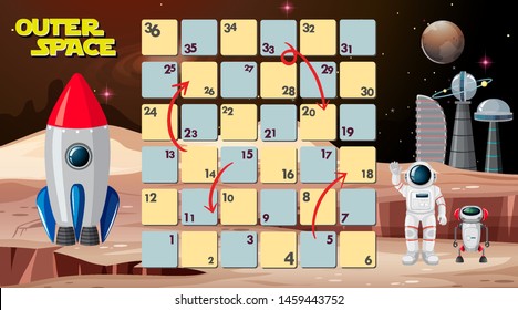 Outer space board game illustration