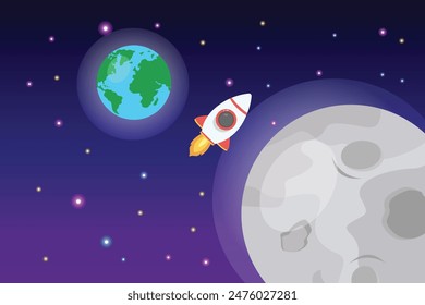 Outer space concept. Colored flat vector illustration isolated.