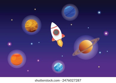 Outer space concept. Colored flat vector illustration isolated.