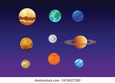 Outer space concept. Colored flat vector illustration isolated.