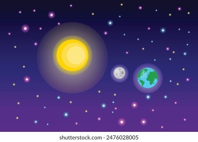 Outer space concept. Colored flat vector illustration isolated.