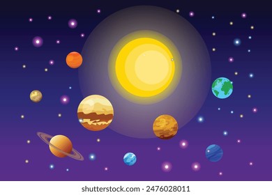 Outer space concept. Colored flat vector illustration isolated.