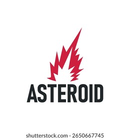 outer space concept with meteorite logo, space rock as asteroid simple silhouette vintage symbol illustration brand or business product and design template