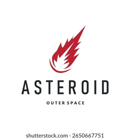 outer space concept with meteorite logo, space rock as asteroid simple silhouette vintage symbol illustration brand or business product and design template