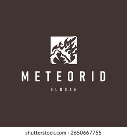outer space concept with meteorite logo, space rock as asteroid simple silhouette vintage symbol illustration brand or business product and design template