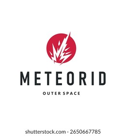 outer space concept with meteorite logo, space rock as asteroid simple silhouette vintage symbol illustration brand or business product and design template