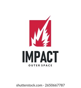 outer space concept with meteorite logo, space rock as asteroid simple silhouette vintage symbol illustration brand or business product and design template