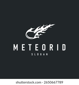 outer space concept with meteorite logo, space rock as asteroid simple silhouette vintage symbol illustration brand or business product and design template