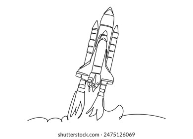 Outer space concept. Single line draw design vector graphic illustration.