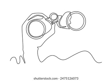 Outer space concept. Single line draw design vector graphic illustration.