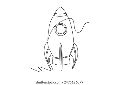 Outer space concept. Single line draw design vector graphic illustration.