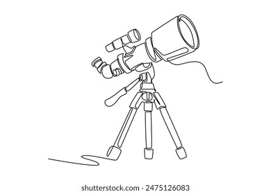 Outer space concept. Single line draw design vector graphic illustration.