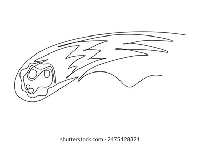 Outer space concept. Single line draw design vector graphic illustration.