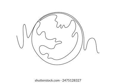 Outer space concept. Single line draw design vector graphic illustration.