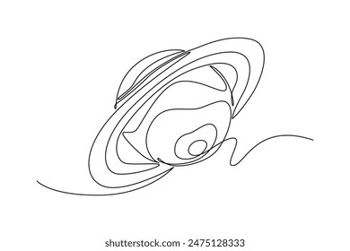 Outer space concept. Single line draw design vector graphic illustration.