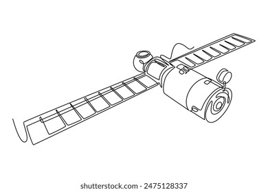 Outer space concept. Single line draw design vector graphic illustration.