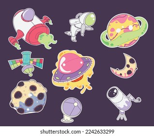 outer space cute illustration set