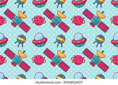 outer space element theme illustration seamless pattern background