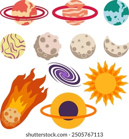 outer space elements illustration set