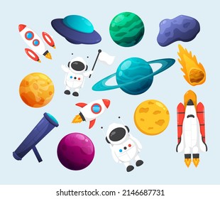 Outer space elements set. Suitable for space theme.