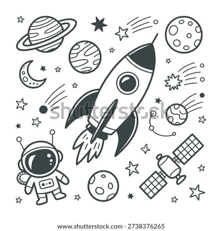 Outer Space Exploration and Galaxy Icon Set