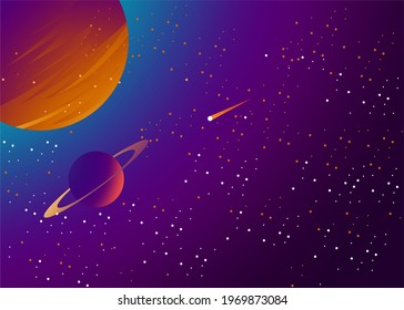 outer space galaxy illustration with planet image