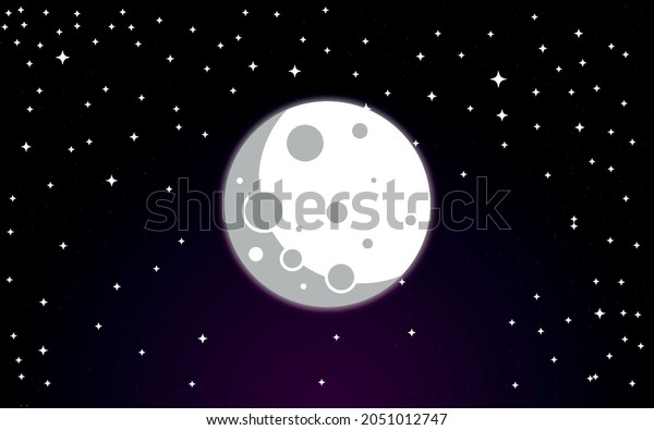 outer space galaxy moon and stars in the\
night sky vector\
illustration