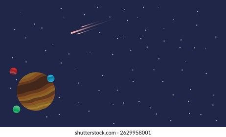 outer space illustration with planets and stars