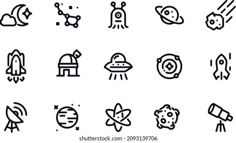 Outer Space Line Icons Vector Design 