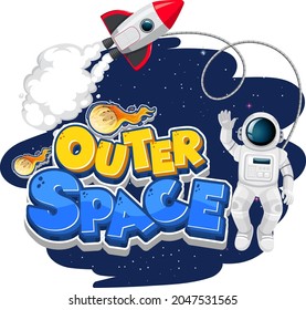 Outer Space logo with astronaut and spaceship illustration