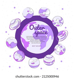 Espacio exterior - Banner de la web moderno de color isométrico
