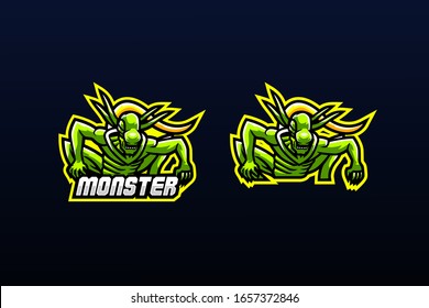 outer space monster, his body is like a skull and has a scary face suitable for team logo or esport logo  and mascot logo, or tshirt design