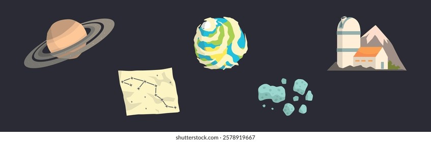 Outer Space Object and Planet Vector Set